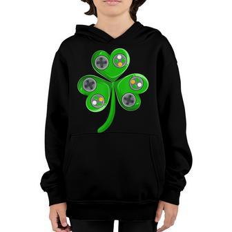 St Patricks Day Shamrock Video Gamer Gaming Kids Boys Men Youth Hoodie - Thegiftio UK