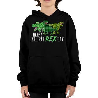 St Patricks Happy St Pat Rex Day T Rex Dinosaur Funny Boys Youth Hoodie - Seseable