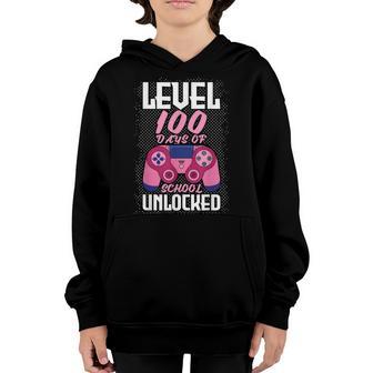 Student 100Th Days Unlocked Gamer Game 100 Days Of School Youth Hoodie - Thegiftio UK