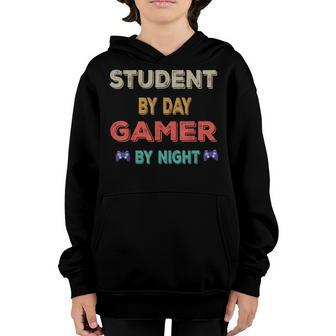 Student By Day Gamer By Night Meme For Gamers Youth Hoodie - Seseable