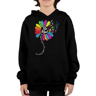 Sunflower Autism Awareness Be Kind Puzzle Mom Support Kids Youth Hoodie - Seseable