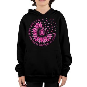Sunflower Pink Ribbon Butterfly Breast Cancer Awareness Girl Youth Hoodie - Thegiftio UK