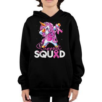 Support Squad Breast Cancer Awareness Pink Unicorn Kids Youth Hoodie - Thegiftio UK