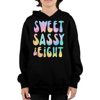 Sweet Sassy And Eight 8Th Birthday Girl Tie Dye 8 Year Old Youth Hoodie - Thegiftio UK