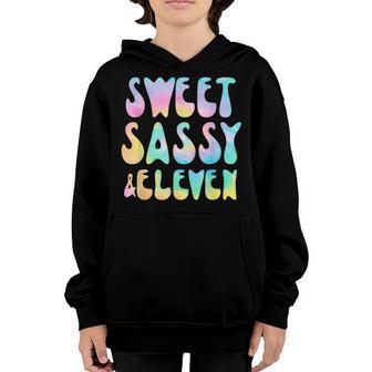 Sweet Sassy & Eleven 11Th Birthday Girl Tie Dye 11 Year Old Youth Hoodie - Thegiftio UK