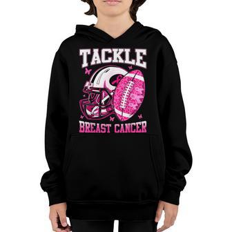 Tackle Breast Cancer Awareness Pink Ribbon Football Boy Kids Youth Hoodie - Thegiftio UK