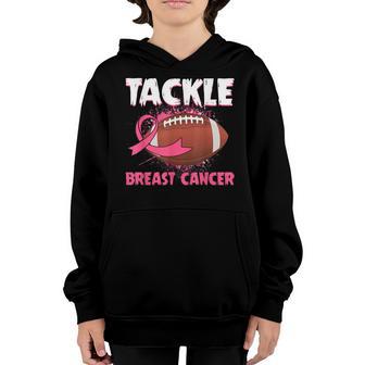 Tackle Football Pink Ribbon Breast Cancer Awareness Boys Kid V14 Youth Hoodie - Thegiftio UK