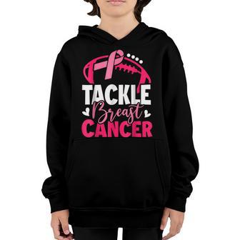 Tackle Football Pink Ribbon Breast Cancer Awareness Boys Kid V16 Youth Hoodie - Thegiftio UK