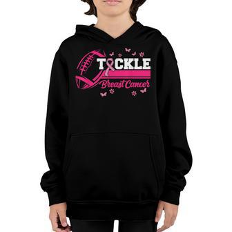 Tackle Football Pink Ribbon Breast Cancer Awareness Boys Kid V20 Youth Hoodie - Thegiftio UK