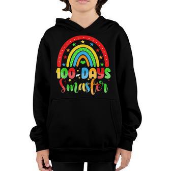 Teacher 100 Days Smarter Rainbow Happy 100Th Day Of School Youth Hoodie - Thegiftio UK
