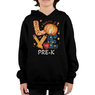 Teacher Love Pre K Thanksgiving School Pumpkin Turkey Day Youth Hoodie - Thegiftio UK