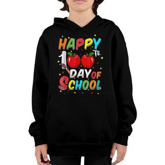 Teacher Student 100Th Days Apple Happy 100 Days Of School Youth Hoodie - Thegiftio UK