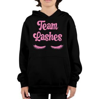 Team Lashes Girl Pink Gender Reveal Party Baby Shower Mother Youth Hoodie - Thegiftio UK