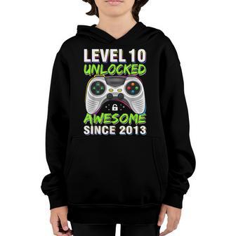 Ten 10Yr Bday Son Boy Funny Gamer 10Th 10 Year Old Birthday V3 Youth Hoodie - Thegiftio UK