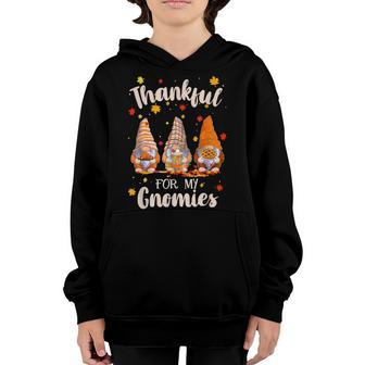 Thankful With My Gnomies Funny Thanksgiving Gnomes Women Kid Youth Hoodie - Thegiftio UK