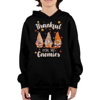Thankful With My Gnomies Funny Thanksgiving Gnomes Women Kid Youth Hoodie - Thegiftio UK
