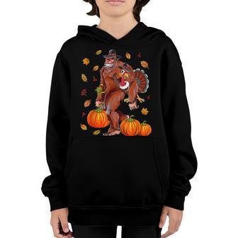 Thanksgiving Bigfoot Sasquatch Turkey Pumpkin Happy Day Kids Youth Hoodie - Thegiftio UK