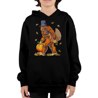 Thanksgiving Bigfoot Turkey Pumpkin Day Boys Men V3 Youth Hoodie - Thegiftio UK