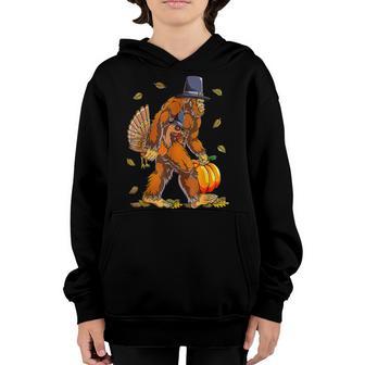 Thanksgiving Bigfoot Turkey Pumpkin Day Boys Men Youth Hoodie - Thegiftio UK
