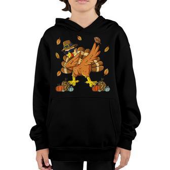 Thanksgiving Day Dabbing Turkey Pilgrim Boys Girls Kids V15 Youth Hoodie - Thegiftio UK