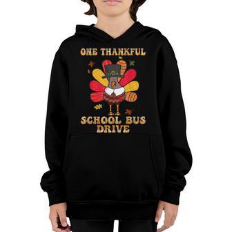 Thanksgiving Day One Thankful School Bus Driver Turkey Youth Hoodie - Thegiftio UK