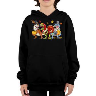 Thanksgiving Dinosaur T Rex Turkey Kids Gifts Youth Hoodie - Thegiftio UK