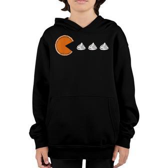 Thanksgiving Kid Boy Pumpkin Pie Eating Whipped Cream Youth Hoodie - Thegiftio UK