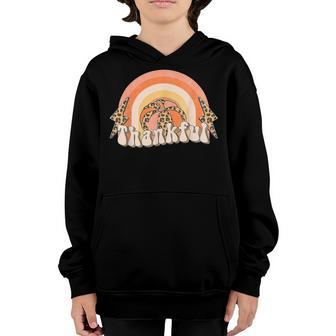 Thanksgiving Thankful Pumpkin Rainbow Leopard Women Girls Youth Hoodie - Thegiftio UK