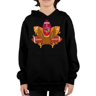 Thanksgiving Turkey And Football Players Thankful Boy Kids Youth Hoodie - Thegiftio UK