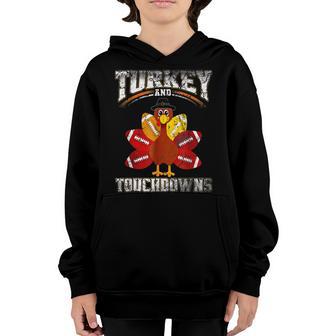 Thanksgiving Turkey And Touchdowns Football Kids Youth Hoodie - Thegiftio UK