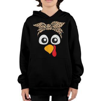 Thanksgiving Turkey Face Leopard Print Glasses Women Girls V3 Youth Hoodie - Thegiftio UK