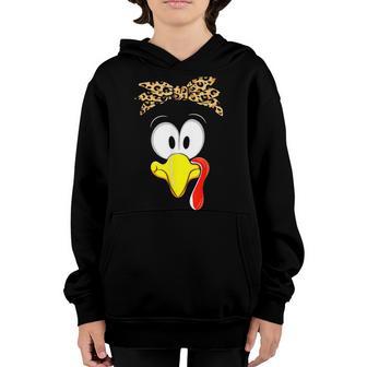 Thanksgiving Turkey Face Leopard Print Glasses Women Girls V4 Youth Hoodie - Thegiftio UK