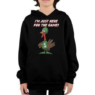 Thanksgiving Turkey Football Player Just Here For The Game Youth Hoodie - Thegiftio UK