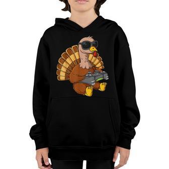 Thanksgiving Turkey Gamer Funny Cool Boys Kids Gaming V2 Youth Hoodie - Thegiftio UK