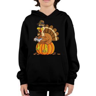 Thanksgiving Turkey Gamer Pumpkin Boys Kids Ns Gaming V4 Youth Hoodie - Thegiftio UK