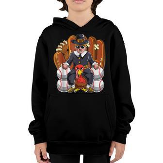 Thanksgiving Turkey Play Baseball Men Kids Boys Baseball V4 Youth Hoodie - Thegiftio UK