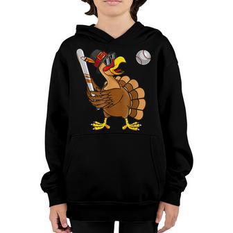 Thanksgiving Turkey Play Baseball Men Kids Boys Baseball Youth Hoodie - Thegiftio UK