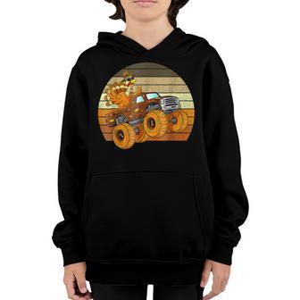 Thanksgiving Turkey Riding Monster Truck Boys Kids Girls Youth Hoodie - Thegiftio UK
