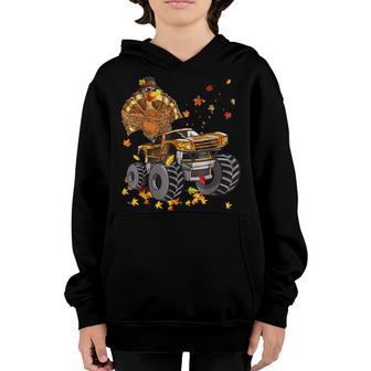 Thanksgiving Turkey Riding Monster Truck Boys Kids V3 Youth Hoodie - Thegiftio UK