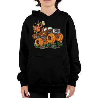 Thanksgiving Turkey Riding Monster Truck Boys Kids V4 Youth Hoodie - Thegiftio UK