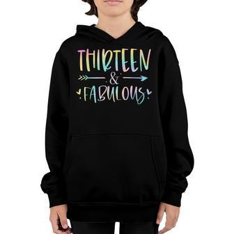 Thirn And Fabulous 13 Year Old Girls Birthday Tie Dye Youth Hoodie - Thegiftio UK