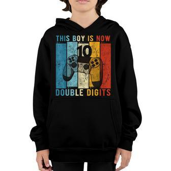 This Boy Is Now Double Digits 10Th Birthday Boy 10 Year Old Youth Hoodie | Mazezy DE