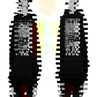 This Boy Loves Trains Gift Train Boys Youth Hoodie | Mazezy