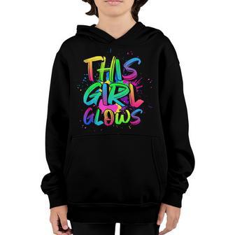 This Girl Glows Costume 80S Glow Halloween Party Outfit Youth Hoodie - Thegiftio UK