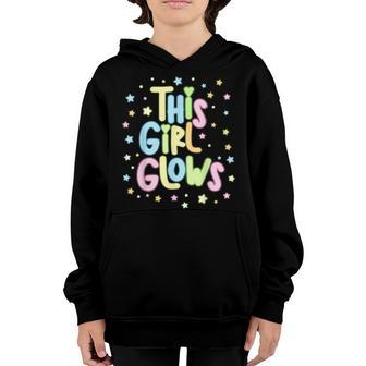 This Girl Glows Retro 80S Birthday Party Eighties Cool Funny Youth Hoodie - Thegiftio UK