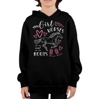 This Girl Loves Horses And Boots Cowgirl Riding Lover Youth Hoodie - Thegiftio UK