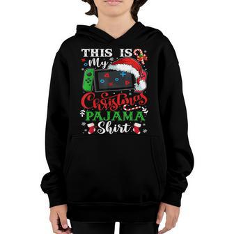 This Is My Christmas Pajama Gamer Santa Hat Video Games Boy Youth Hoodie - Thegiftio UK