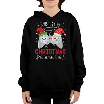 This Is My Christmas Pajama Gamer Video Game Lover Santa Hat Youth Hoodie - Thegiftio UK