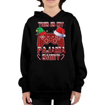 This Is My Christmas Pajama Santa Elf Hat Gamer Red Plaid Youth Hoodie - Thegiftio UK