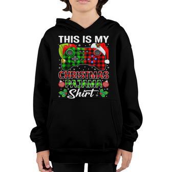 This Is My Christmas Pajama Santa Elf Plaid Gamer Video Game Youth Hoodie - Thegiftio UK